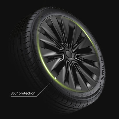 19" Model Y Hubcap Design for Tesla Model Y(2020-2024) Wheel Cover 4pcs Black New Turbine Covers