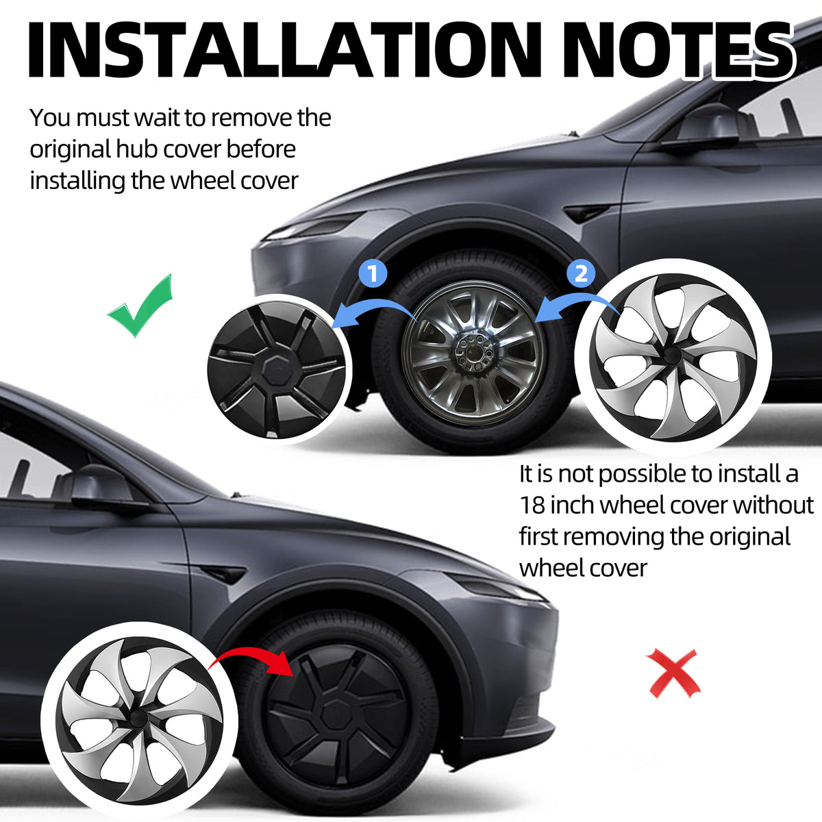 Design for Tesla Model Y Standard 2026 18 inch Wheel cover Fit Aperture Wheels Hubcap Set of 4