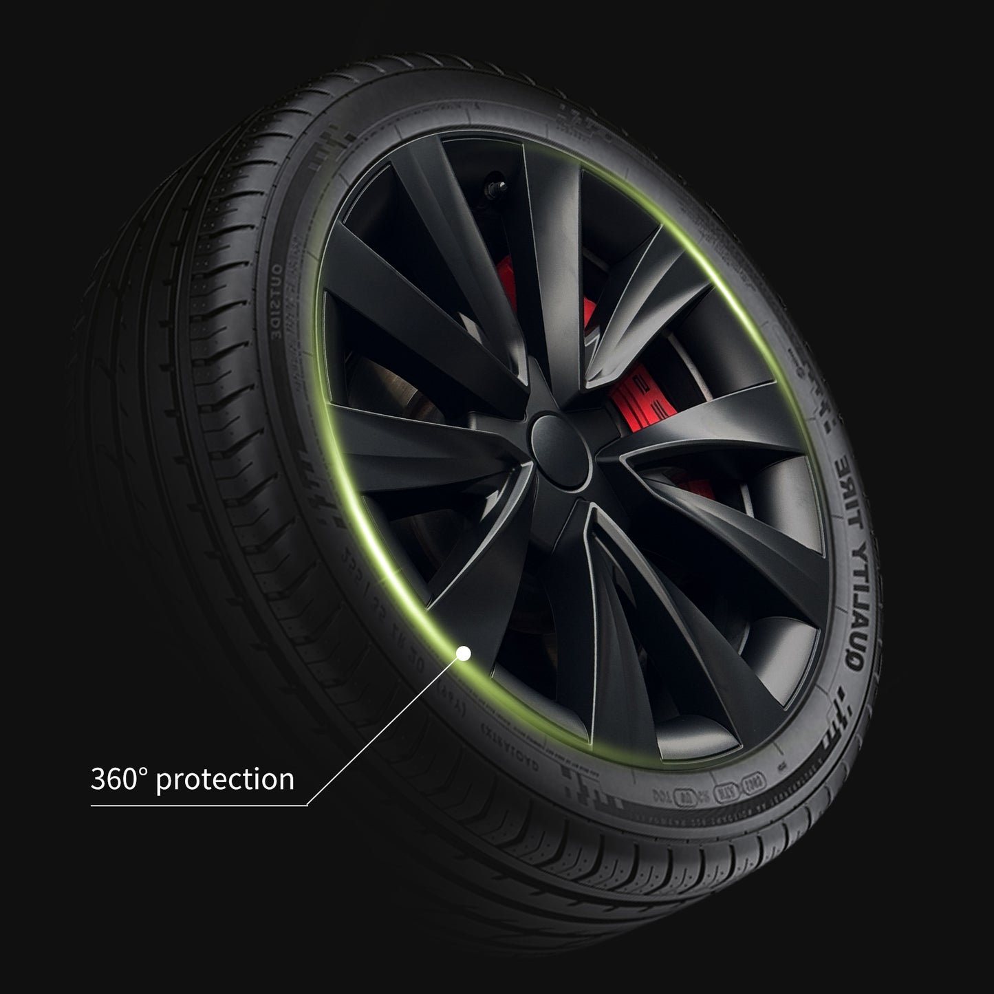 18'' Wheel Cover Design for Tesla Model 3 2017-2023 Hubcaps Matte Black Turbine Style(set of 4)