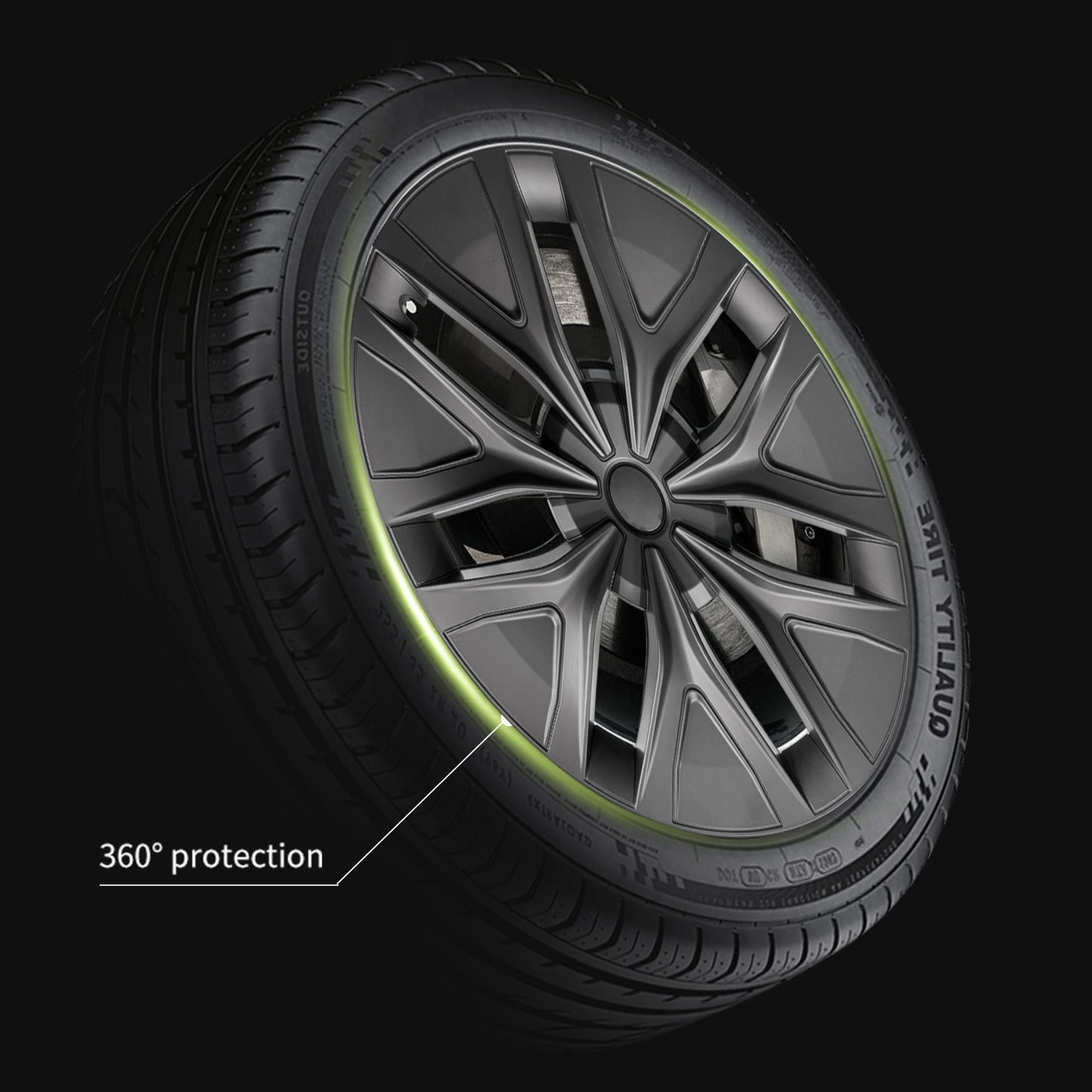 Fits for 19 Inch Tesla Model Y 2020-2024 Hubcap 4PCS Wheel Cover Matte Black Arachnid Style Hub Caps