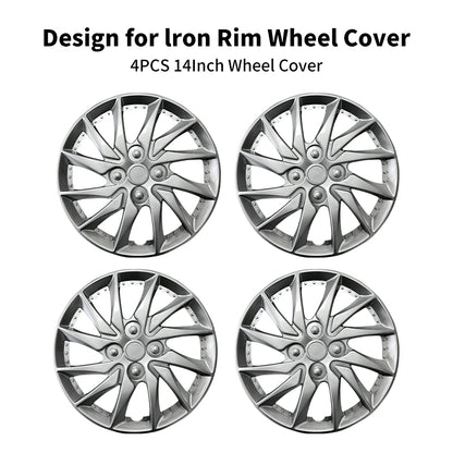 14" Sport Style Wheel Covers Hubcaps for Universal Fit R14 Tire Steel Wheels 4 PCS
