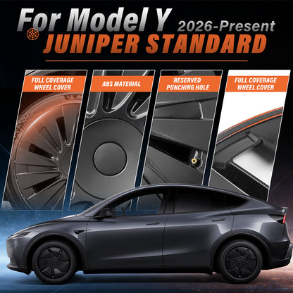 4PCS Hub Cap for Tesla Model Y 2026 18" Standard Wheel Cover Set, Matte Black Hubcaps Replacement for Base Blade Style