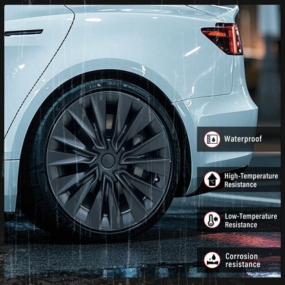 For Tesla Model Y 2020-2024 Wheel Cover Set of 4 19" Hubcaps Turbine Style Replacement Wheel Hub Cover