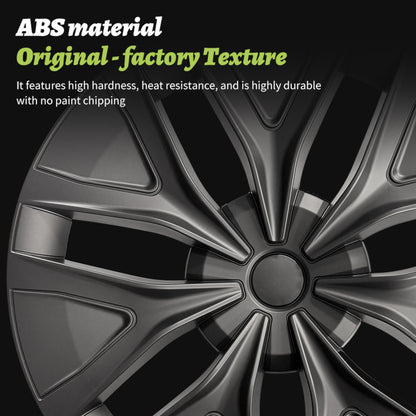 Fits for 19 Inch Tesla Model Y 2020-2024 Hubcap 4PCS Wheel Cover Matte Black Arachnid Style Hub Caps