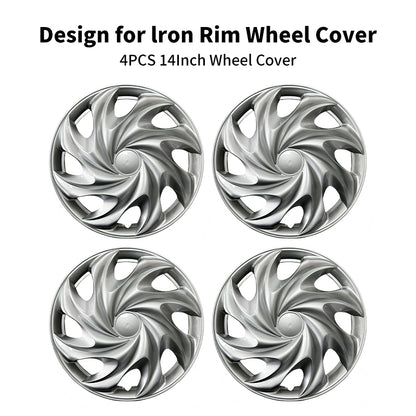 14" Tornado Style Silver Wheel Covers Hubcaps for Universal Fit R14 Tire Steel Wheels 4 PCS
