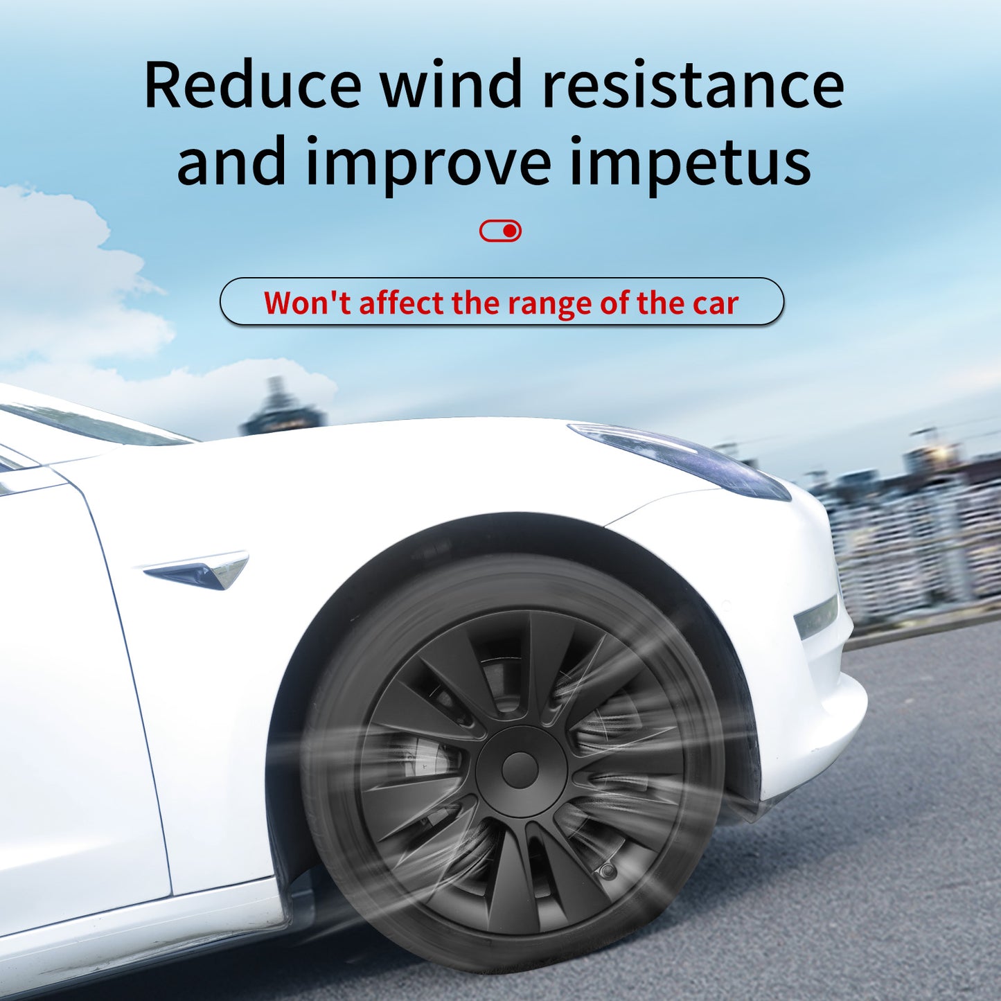 18"Model 3 Hubcap Design for Tesla Wheel Cover Model 3 2017-2023 4PCS Matte Black Knife Style Hub Caps