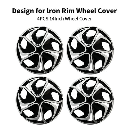 14" Flower Style Wheel Covers Hubcaps for Universal Fit R14 Tire Steel Wheels 4 PCS