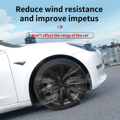 4pcs Black Wheel Covers 18 Inch Design for Tesla Model 3 Hubcap 2017-2023 Blade Style Hub Cap