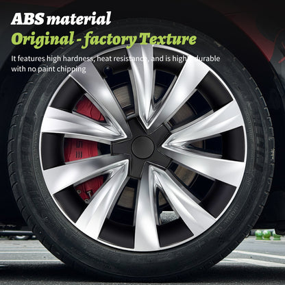 18 Inch Model 3 Wheel Cover Design for Tesla 2017-2023 Hubcaps 4X Silver Turbine Style Covers