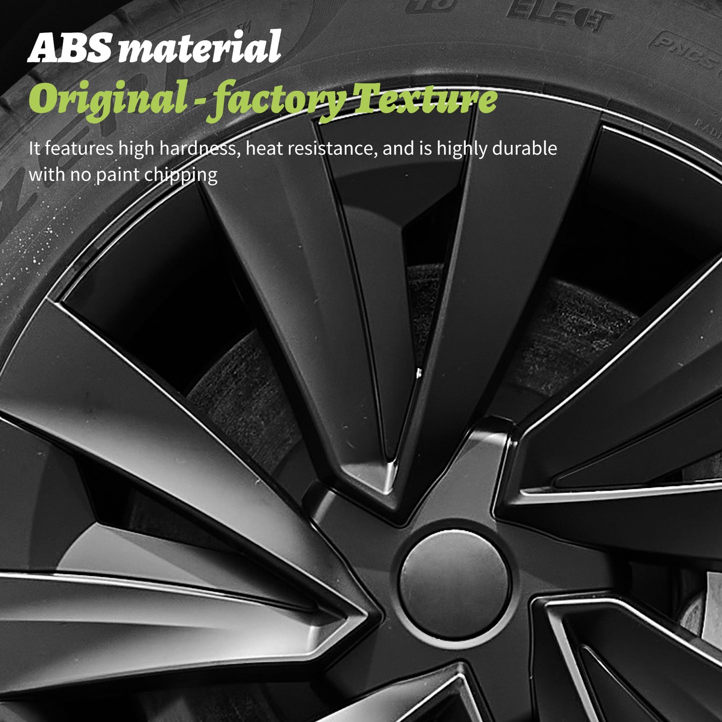 Design for Tesla Model Y Juniper (2025-2026) Wheel Cover 19'' 4pcs Black Turbine Style Hubcaps