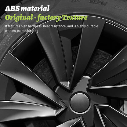 Design for Tesla Model Y Juniper (2025-2026) Wheel Cover 19'' 4pcs Black Turbine Style Hubcaps