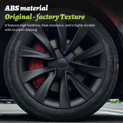 18'' Wheel Cover Design for Tesla Model 3 2017-2023 Hubcaps Matte Black Turbine Style(set of 4)