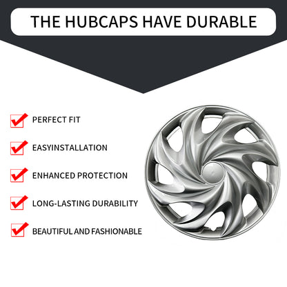 14" Tornado Style Silver Wheel Covers Hubcaps for Universal Fit R14 Tire Steel Wheels 4 PCS