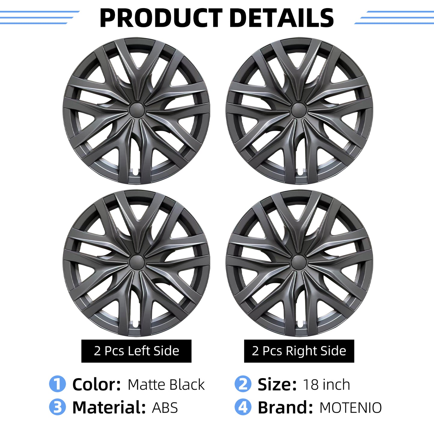 Design for 18 Inch Model 3 Highland Wheel Cover Arachnid Style 4PCS Hubcap