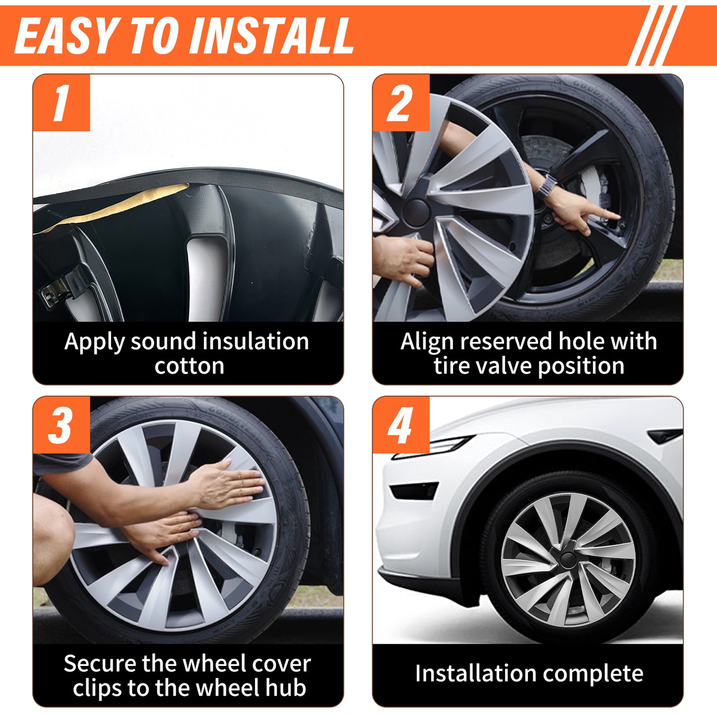 4PCS Hub Cap for Tesla Model Y 2026 18" Standard Wheel Cover Set, Matte Black Hubcaps Replacement for Base Blade Style
