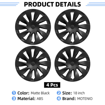 Design for 18" Model 3 Standard 2026 Wheel Cover 4pcs Cyclone hubcaps