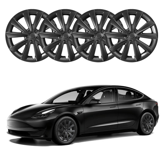 4pcs Black Wheel Covers 18 Inch Design for Tesla Model 3 Hubcap 2017-2023 Blade Style Hub Cap