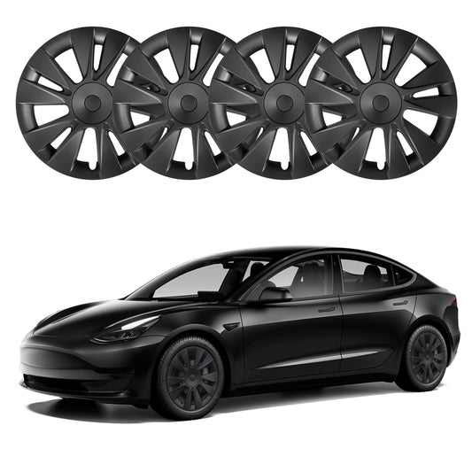 18"Model 3 Hubcap Design for Tesla Wheel Cover Model 3 2017-2023 4PCS Matte Black Knife Style Hub Caps