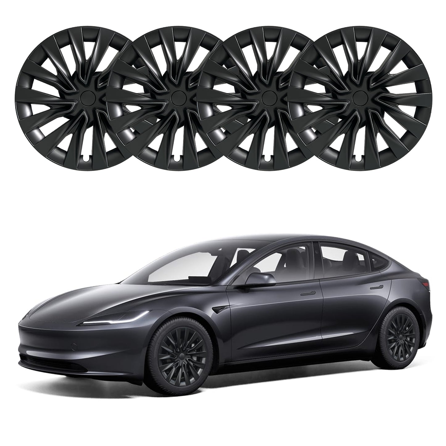 Design for Tesla Model 3 Highland 2023-2025 Hubcap 18 Inch Turbine Wheel Cover Black