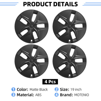 For Tesla Model Y Juniper 2025 2026 Wheel Cover 19 Inch Matte Black Hubcaps 4PCS Arachnid Style Covers