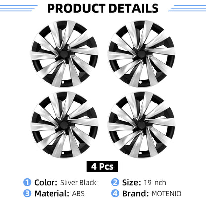 Design for Tesla Model Y Juniper 2025 2026 Wheel Cover 4PCS 19 Inch Hubcap Turbine Style Wheel Hubcaps