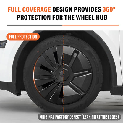 4PCS Hub Cap for Tesla Model Y 2026 18" Standard Wheel Cover Set, Matte Black Hubcaps Replacement for Base Blade Style