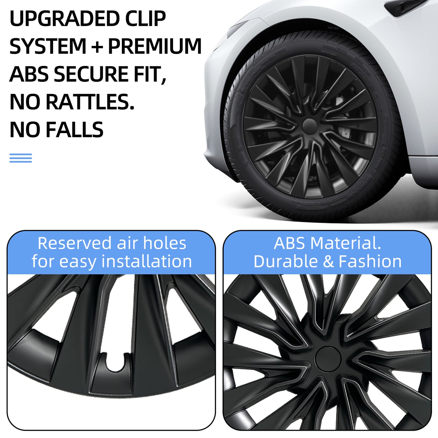 Design for Tesla Model 3 Highland 2023-2025 Hubcap 18 Inch Turbine Wheel Cover Black