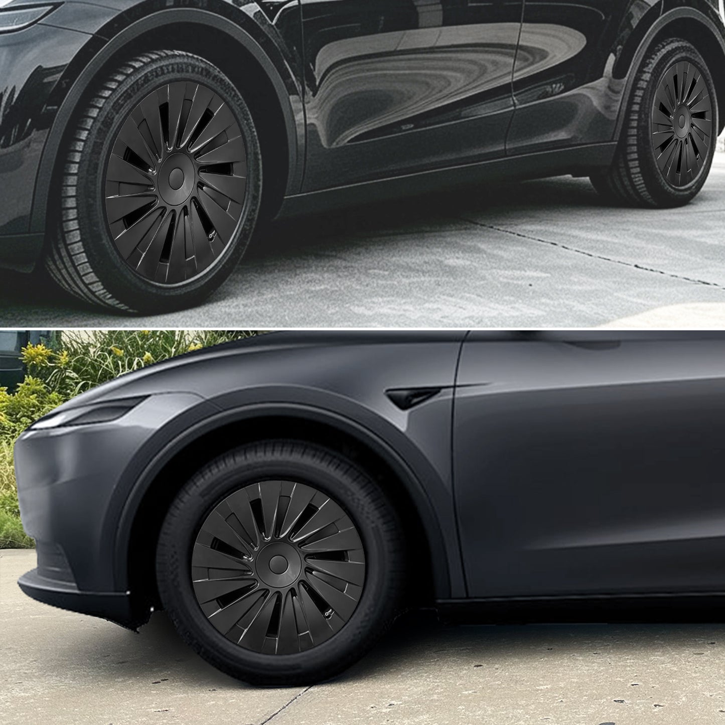 4PCS Hub Cap for Tesla Model Y 2026 18" Standard Wheel Cover Set, Matte Black Hubcaps Replacement for Base Blade Style