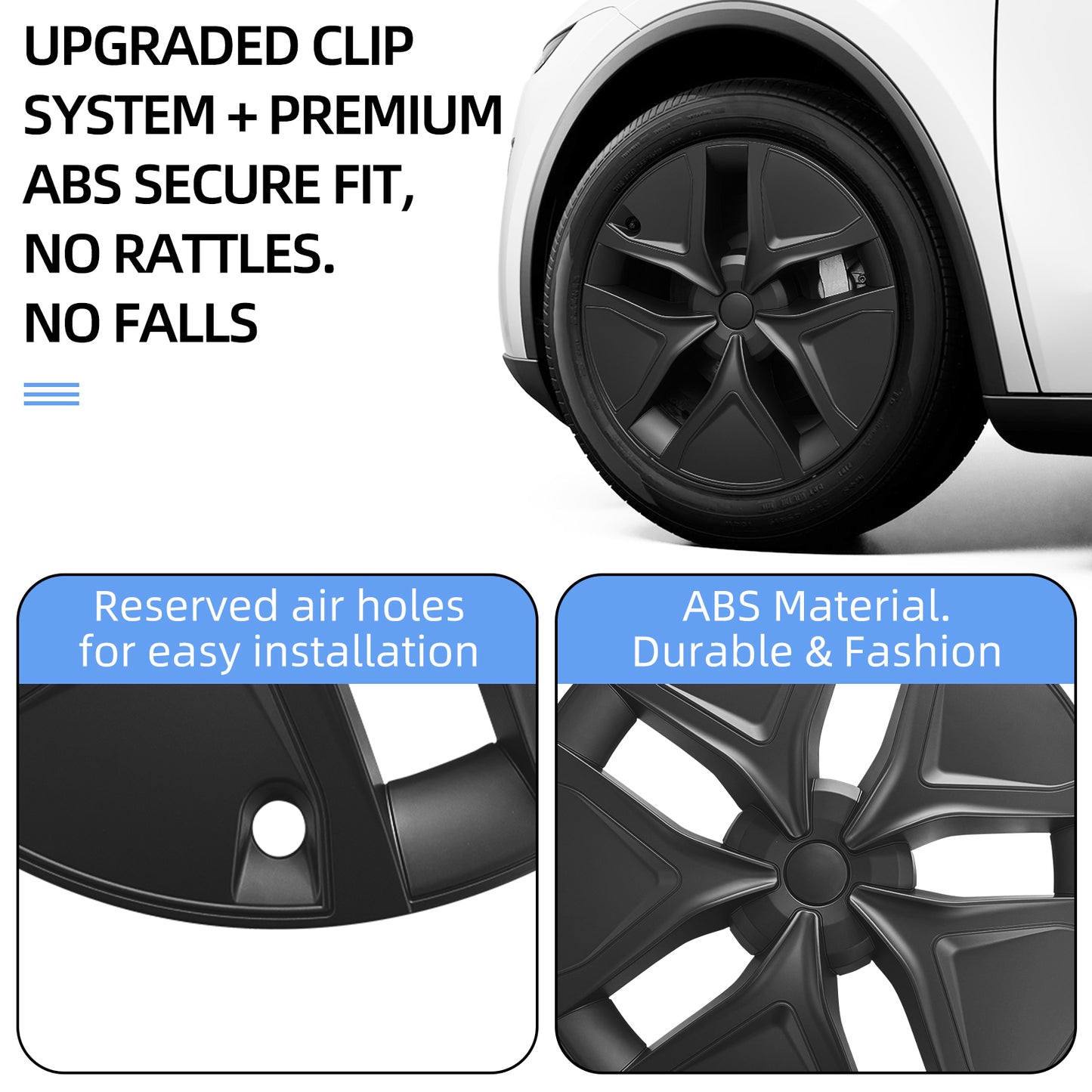 For Tesla Model Y Juniper 2025 2026 Wheel Cover 19 Inch Matte Black Hubcaps 4PCS Arachnid Style Covers