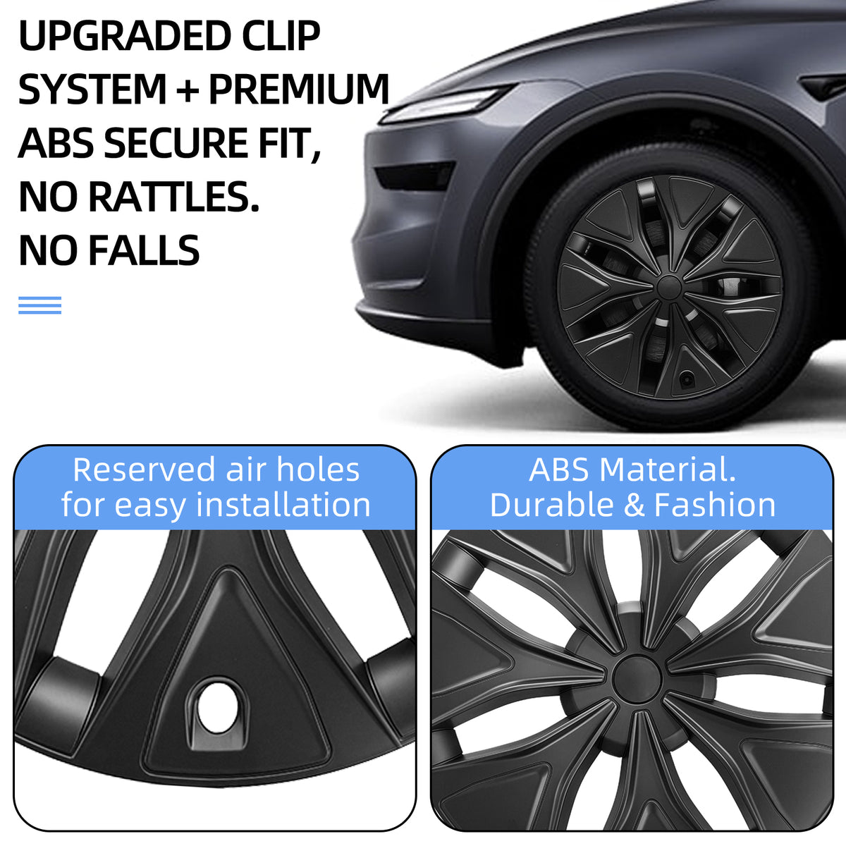 Wheel Cover Replacement for 2026 Model Y L 6-Seater Black Hubcap 19" 4X Arachnid