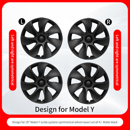 Design for TESLA Model Y 2020-2024 Vehicle Full Coverage 19 Inches 4PCS Blade Wheel Cover Cap Hubcaps Automobile Accessories