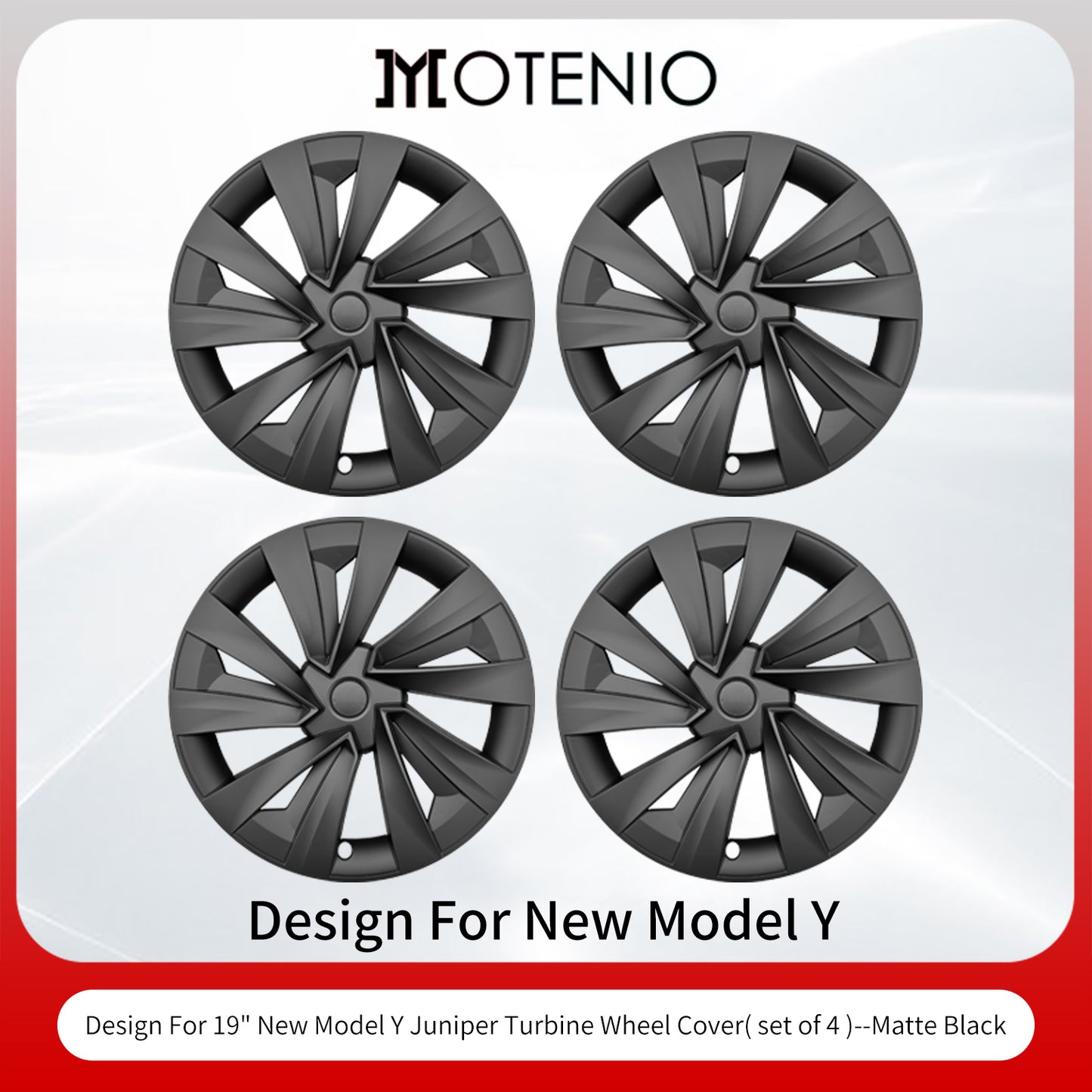 Design for Tesla Model Y Juniper (2025-2026) Wheel Cover 19'' 4pcs Black Turbine Style Hubcaps
