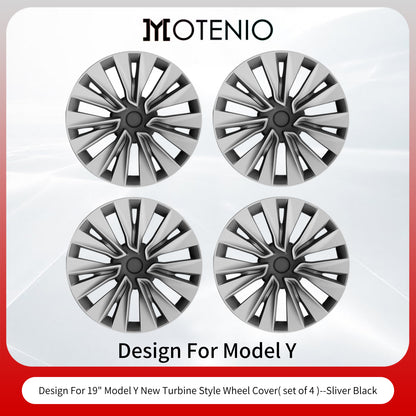 Tesla Wheel Caps Model Y Induction Wheel Covers 19 inch Silver 4PCS for New Turbine Hubcaps