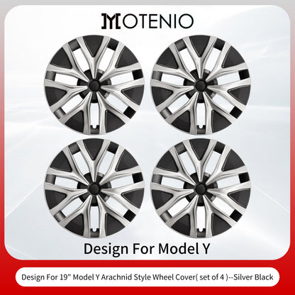 Design for Tesla Model Y 2020-2024 Wheel Cover 4pcs Full Rim Protect 19 Inch Hubcap Arachnid Style