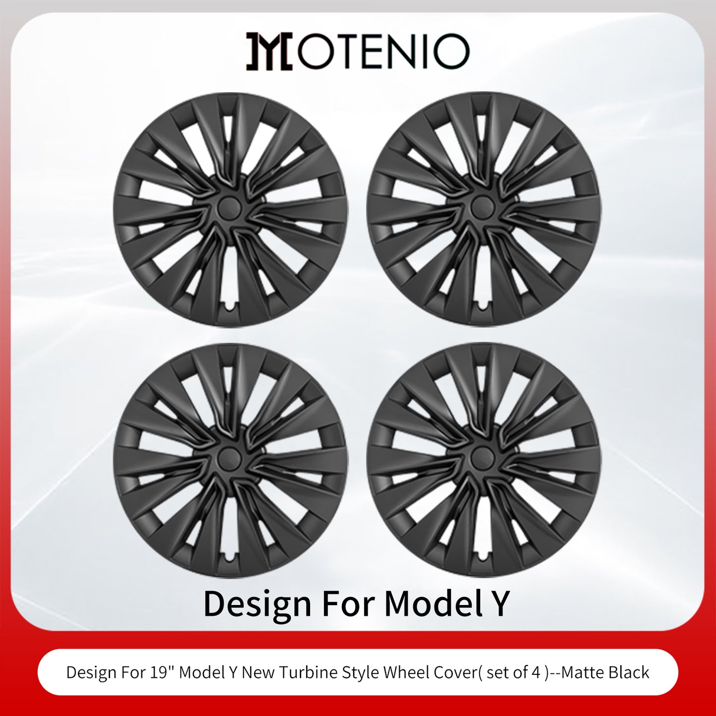 19" Model Y Hubcap Design for Tesla Model Y(2020-2024) Wheel Cover 4pcs Black New Turbine Covers