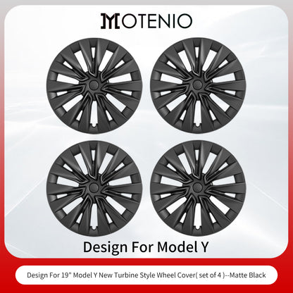 19" Model Y Hubcap Design for Tesla Model Y(2020-2024) Wheel Cover 4pcs Black New Turbine Covers